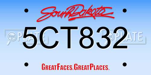 5CT832 South Dakota License Plate