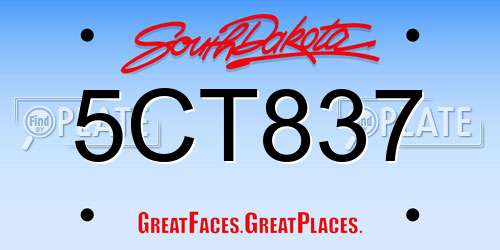 5CT837 South Dakota License Plate