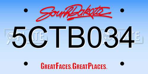 5CTB034 South Dakota License Plate