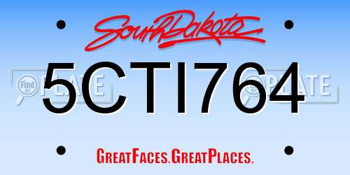 5CTI764 South Dakota License Plate