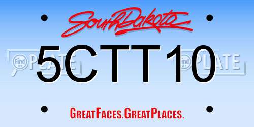 5CTT10 South Dakota License Plate