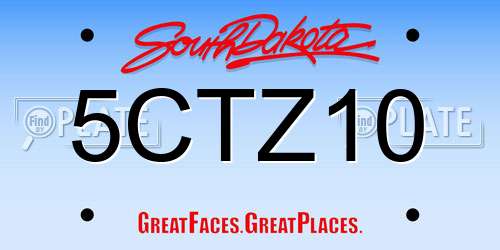 5CTZ10 South Dakota License Plate