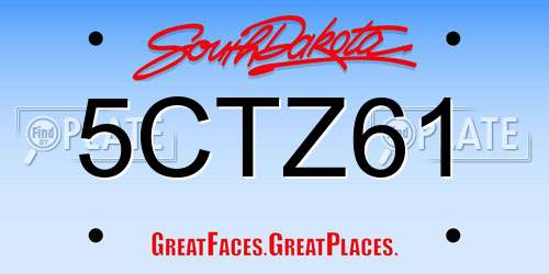 5CTZ61 South Dakota License Plate