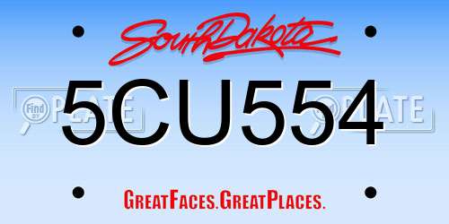 5CU554 South Dakota License Plate