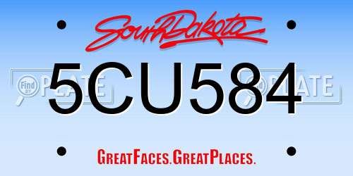 5CU584 South Dakota License Plate