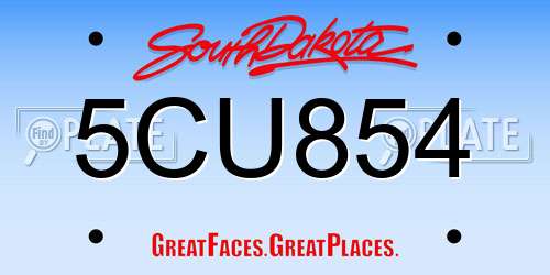 5CU854 South Dakota License Plate