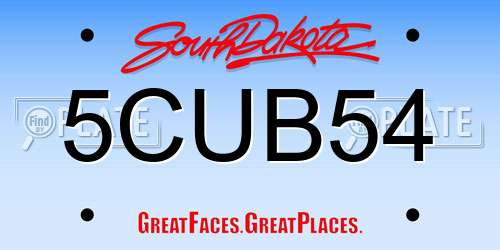 5CUB54 South Dakota License Plate