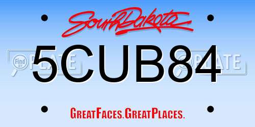 5CUB84 South Dakota License Plate
