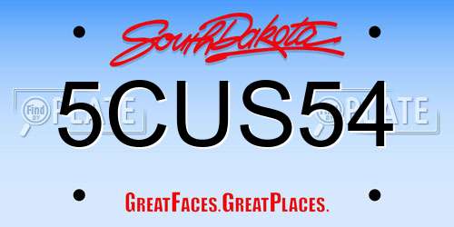 5CUS54 South Dakota License Plate