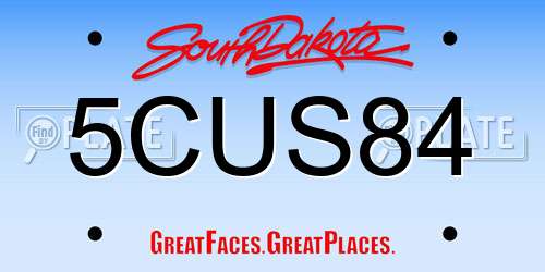5CUS84 South Dakota License Plate