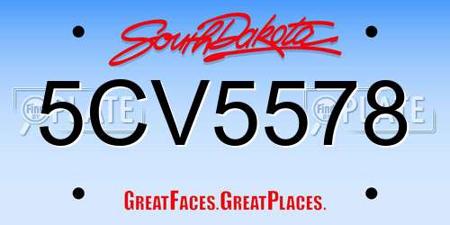 5CV5578 South Dakota License Plate