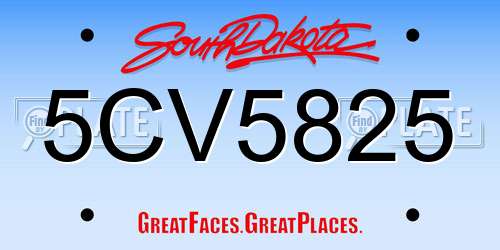 5CV5825 South Dakota License Plate