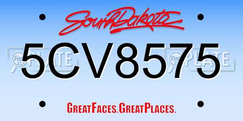 5CV8575 South Dakota License Plate