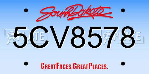 5CV8578 South Dakota License Plate