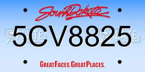 5CV8825 South Dakota License Plate