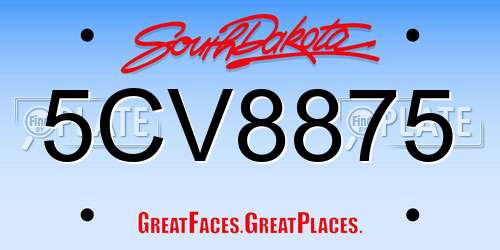 5CV8875 South Dakota License Plate