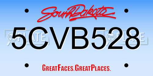 5CVB528 South Dakota License Plate