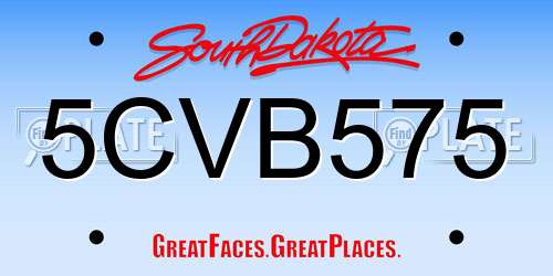 5CVB575 South Dakota License Plate