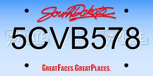 5CVB578 South Dakota License Plate
