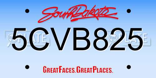 5CVB825 South Dakota License Plate