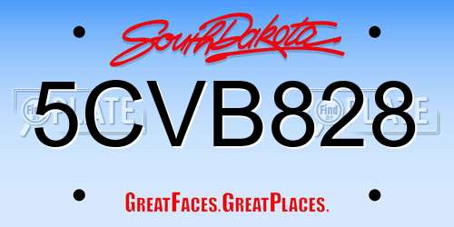 5CVB828 South Dakota License Plate