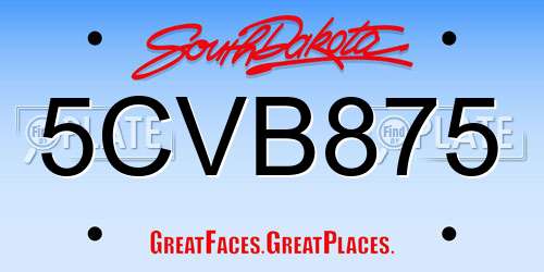 5CVB875 South Dakota License Plate