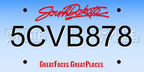 5CVB878 South Dakota License Plate