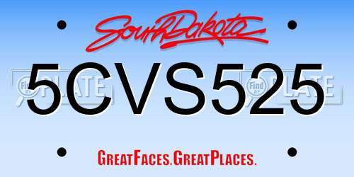 5CVS525 South Dakota License Plate