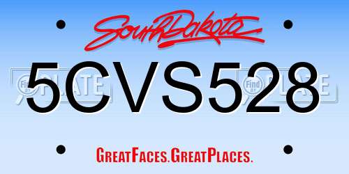 5CVS528 South Dakota License Plate