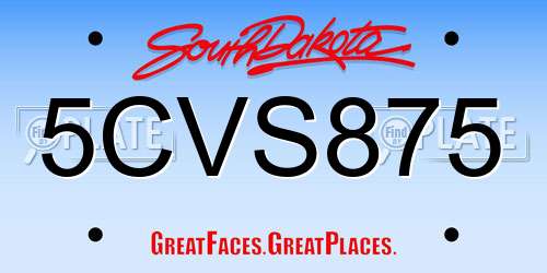 5CVS875 South Dakota License Plate
