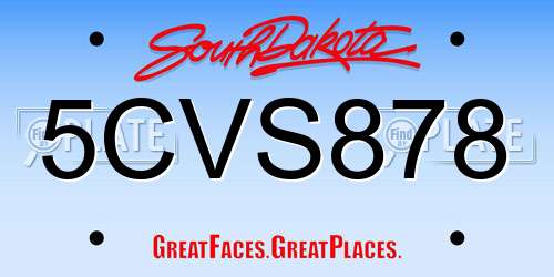 5CVS878 South Dakota License Plate