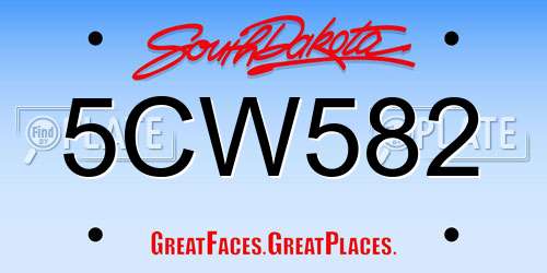 5CW582 South Dakota License Plate