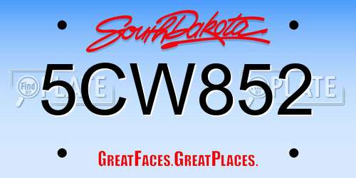 5CW852 South Dakota License Plate