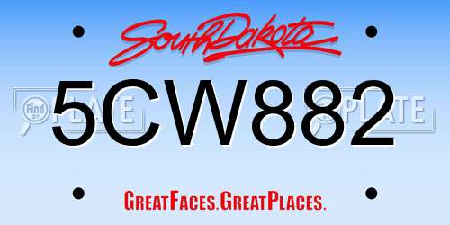 5CW882 South Dakota License Plate