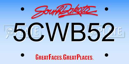 5CWB52 South Dakota License Plate
