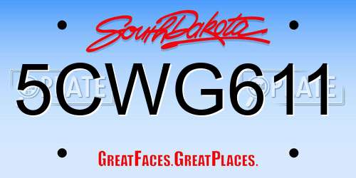 5CWG611 South Dakota License Plate