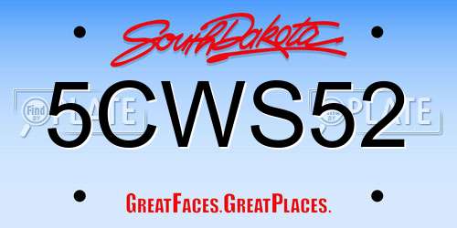 5CWS52 South Dakota License Plate