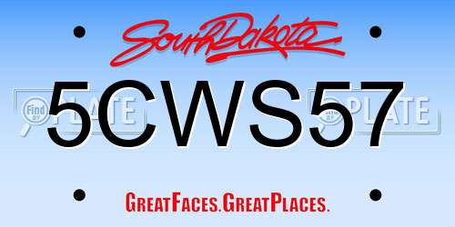 5CWS57 South Dakota License Plate