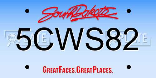 5CWS82 South Dakota License Plate