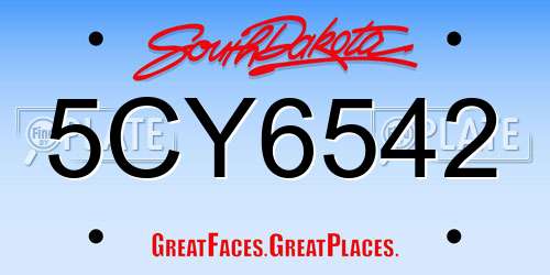 5CY6542 South Dakota License Plate
