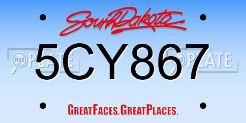 5CY867 South Dakota License Plate