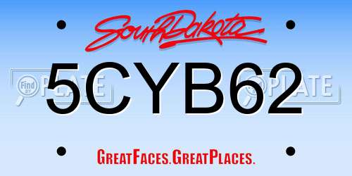 5CYB62 South Dakota License Plate