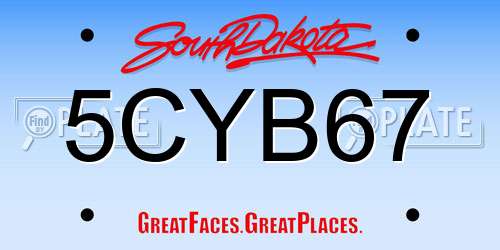 5CYB67 South Dakota License Plate
