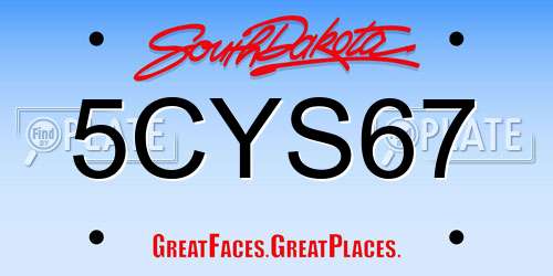5CYS67 South Dakota License Plate