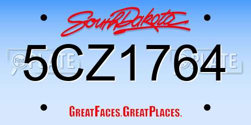 5CZ1764 South Dakota License Plate