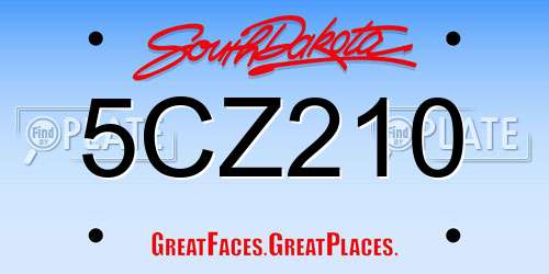 5CZ210 South Dakota License Plate