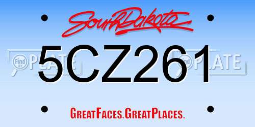 5CZ261 South Dakota License Plate