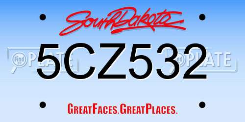 5CZ532 South Dakota License Plate