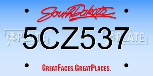 5CZ537 South Dakota License Plate