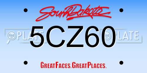 5CZ60 South Dakota License Plate